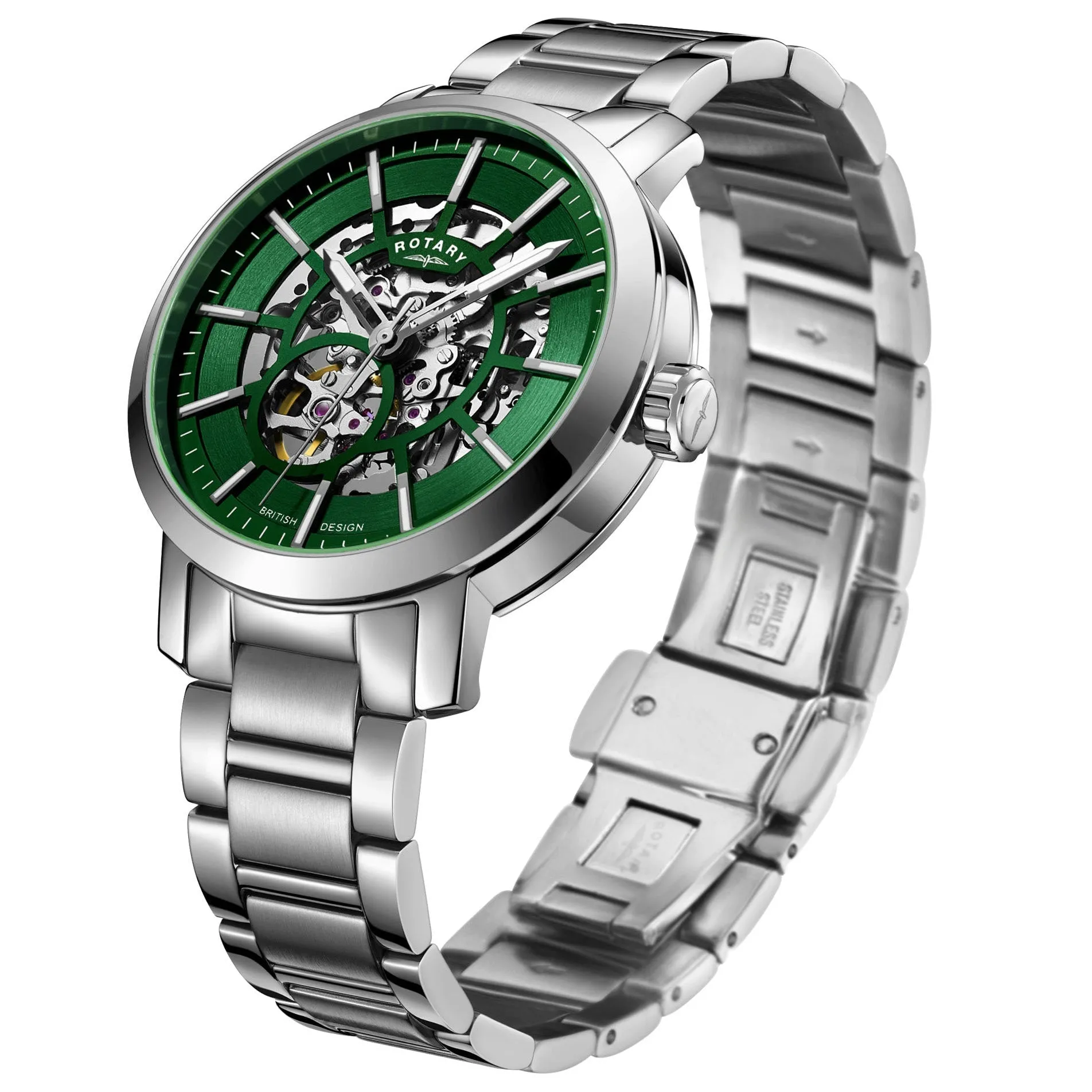 Rotary Greenwich Skeleton Men's Green Watch B05350/24