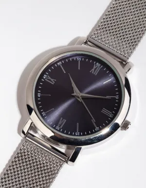 Silver Simple Mesh Strap Watch