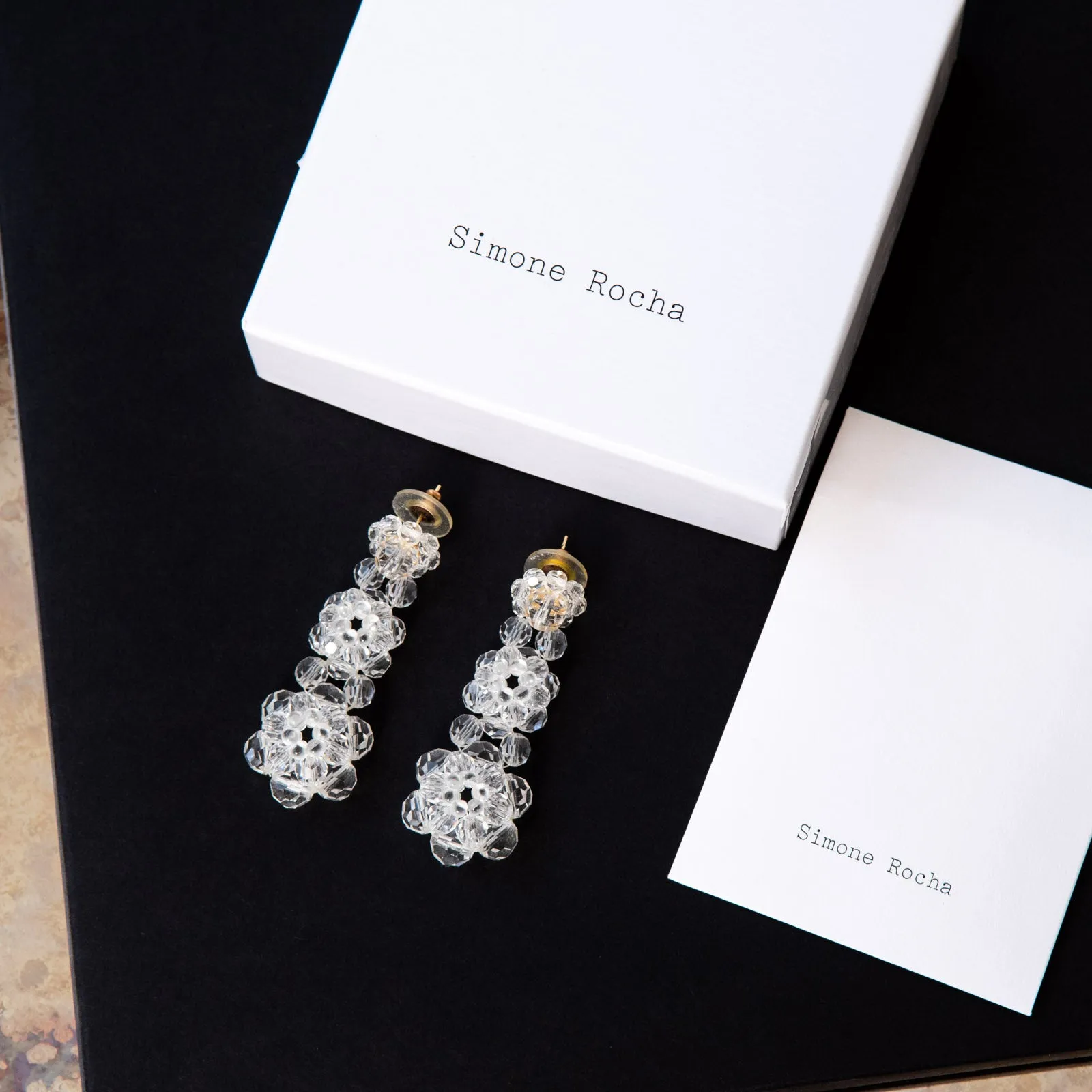 Simone Rocha Beaded Drop Transparent Earrings