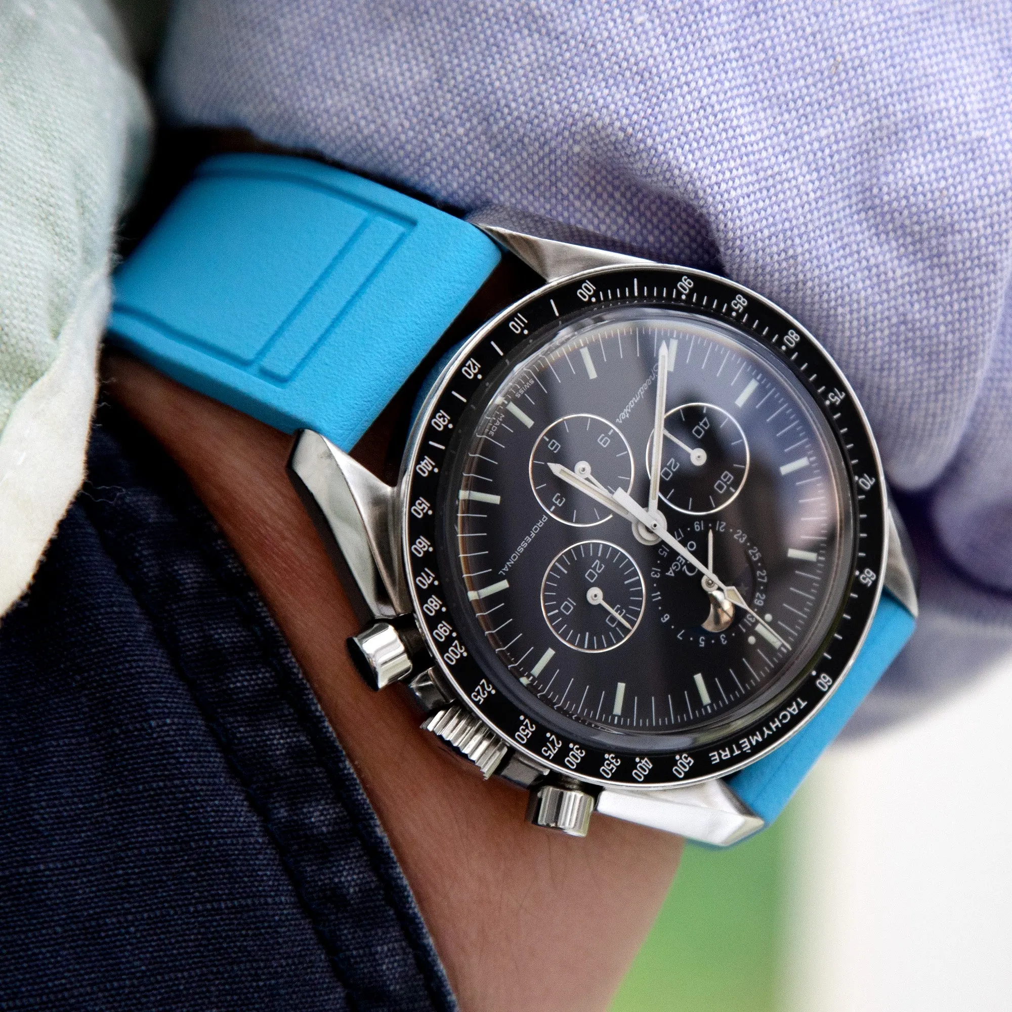 Sky Blue Pilot FKM Quick Release rubber strap