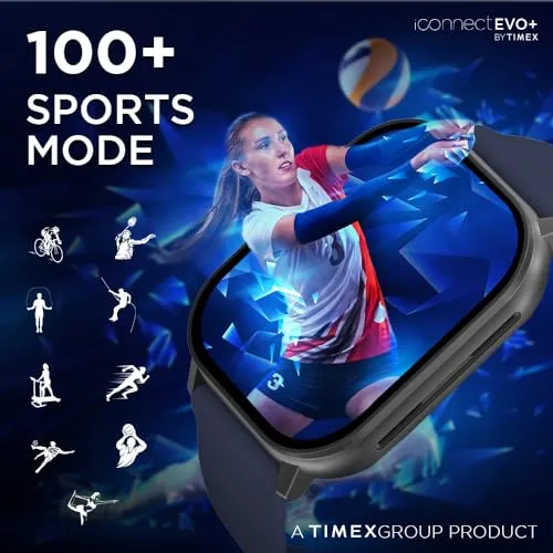 TIMEX iConnect EVO Made in India Unisex Smartwatch|Largest Display 2.04" AMOLED with 368x448 Pixel Bluetooth Calling|Rotating Functional Crown|AI Voice Assist|Upto 7 Days Battery-TWIXW400T