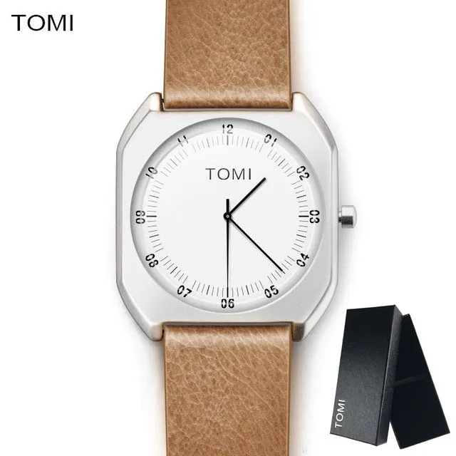 TOMI Brand New Fashion luxury Elegant woman Watches Simple Ultra Thin dial Casual Male Quartz Clock Man Watch Wristwatch Gift