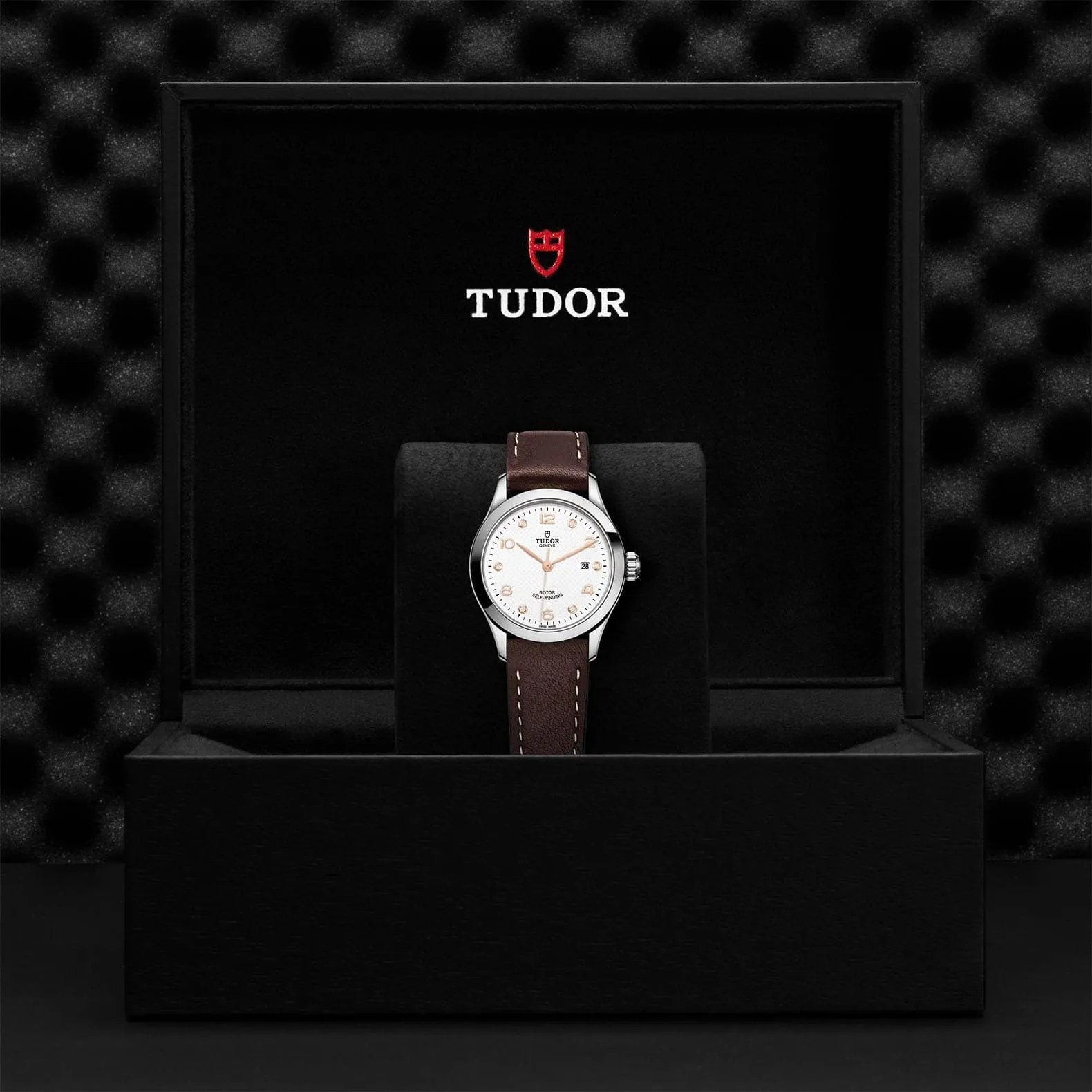 TUDOR 1926 28mm Steel Diamond Dial Leather Watch - M91350-0014