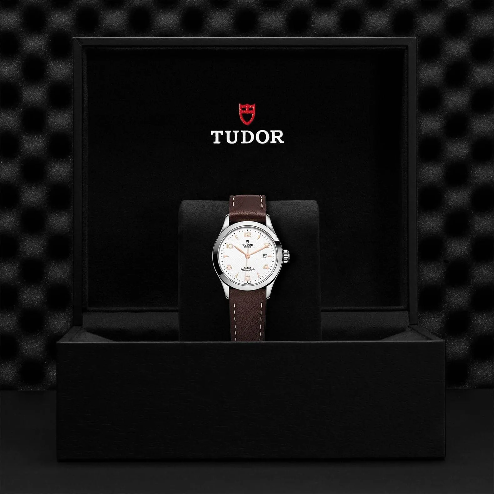 TUDOR 1926 28mm Steel White Dial Leather Watch - M91350-0012