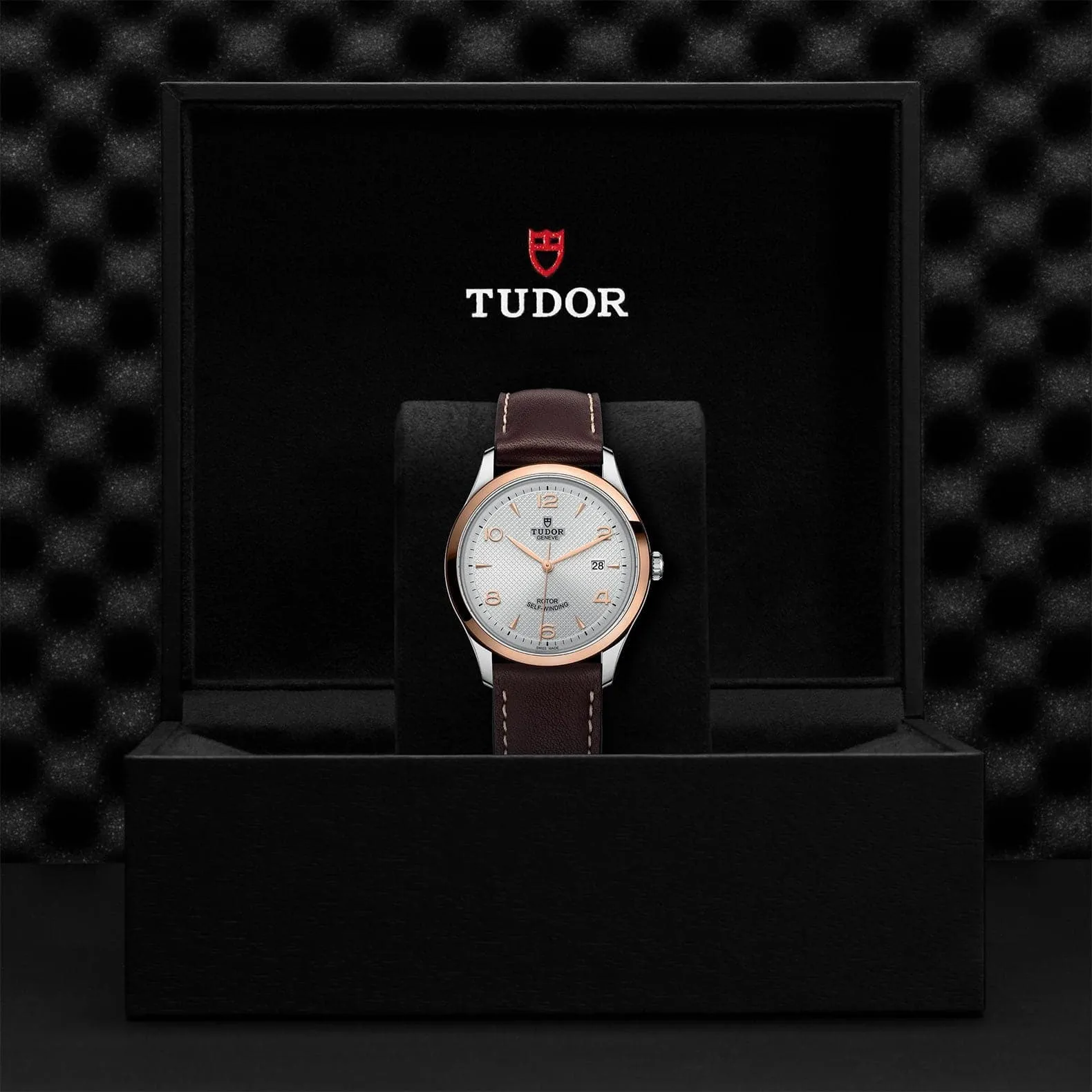 TUDOR 1926 41mm Steel/Gold Gray Dial Leather Strap - M91651-0005