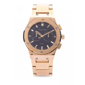 Valentino 20122067-BLACK DIAL GOLD STAINLESS STEEL BAND Watch for Men