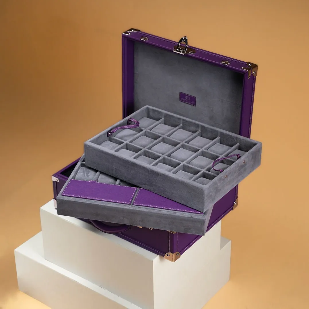 Watch Trunk - Saffiano Purple For 30 Watches