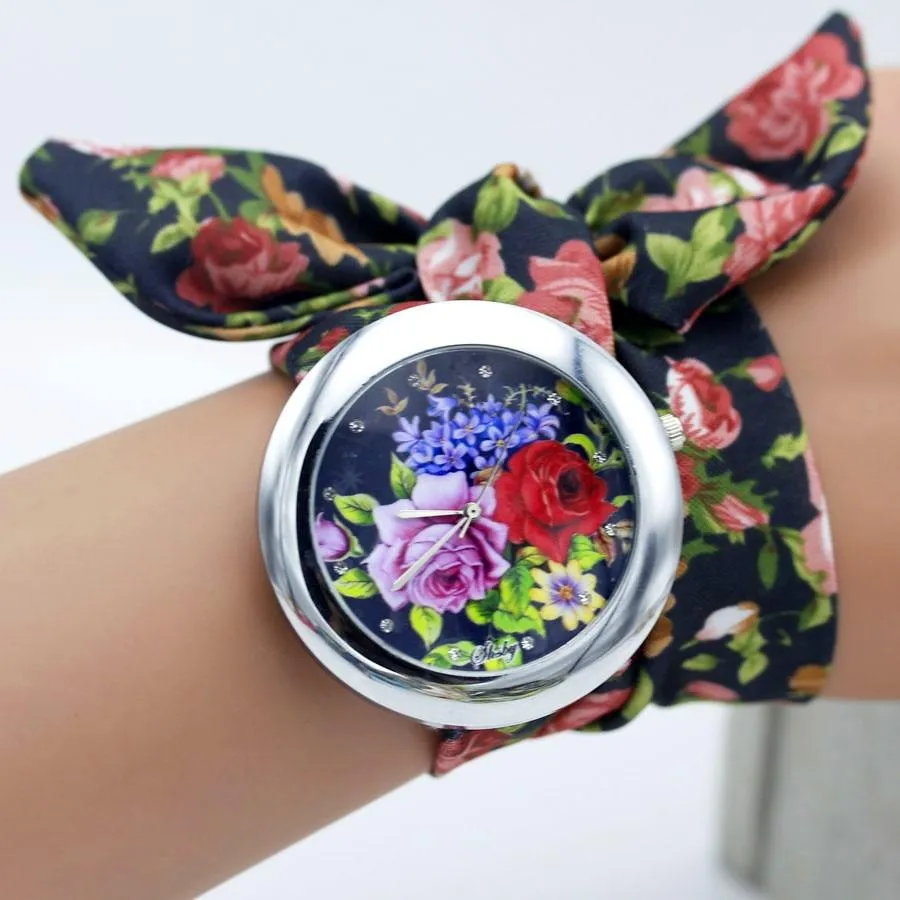 Women New Design Floral Fabric Wrist Watches