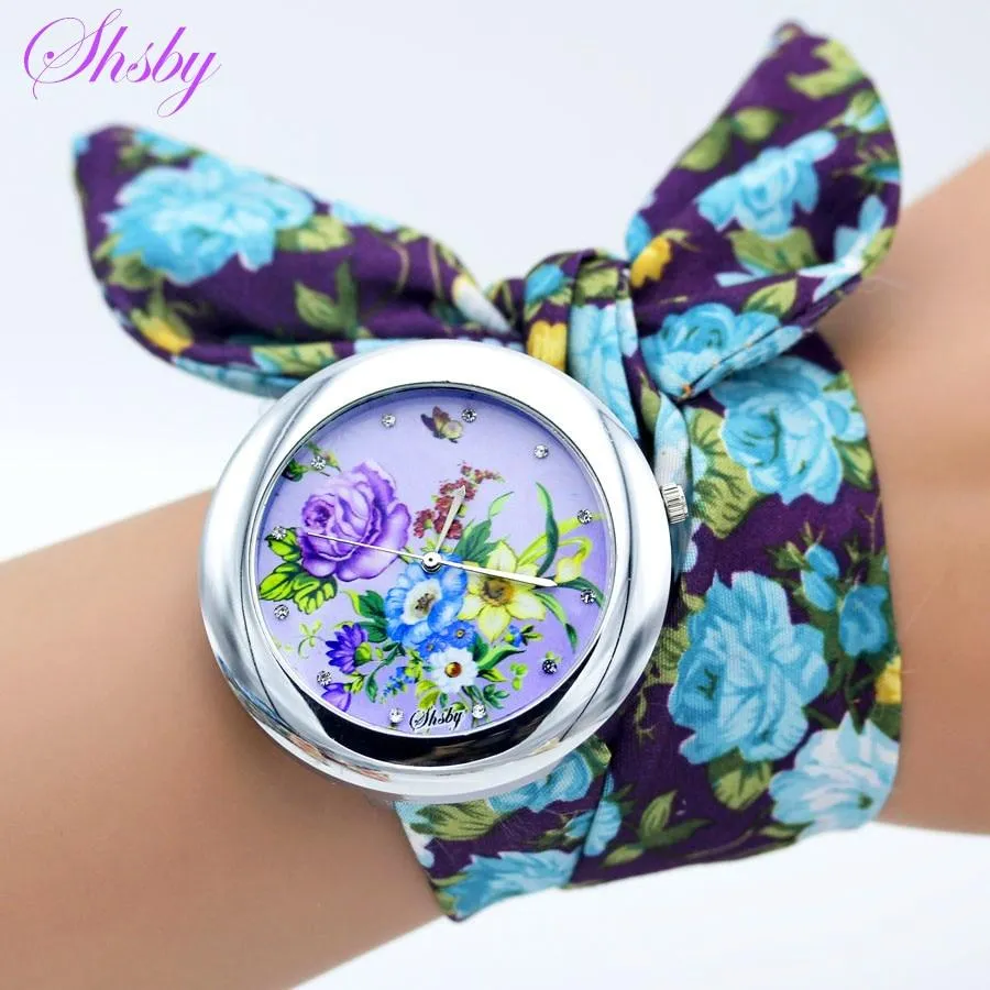 Women New Design Floral Fabric Wrist Watches