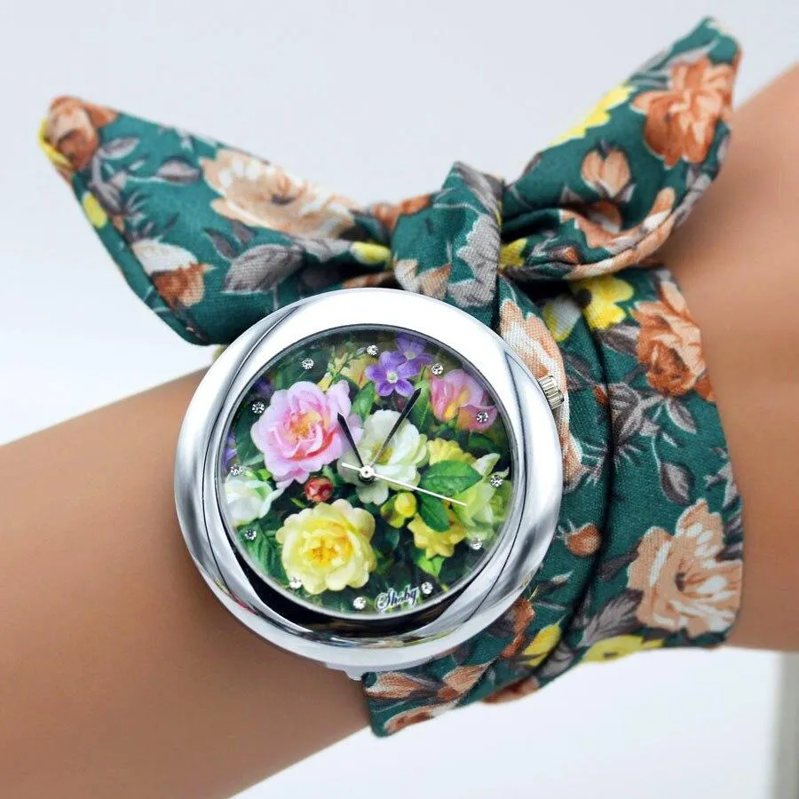 Women New Design Floral Fabric Wrist Watches