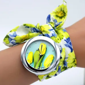 Women New Design Floral Fabric Wrist Watches