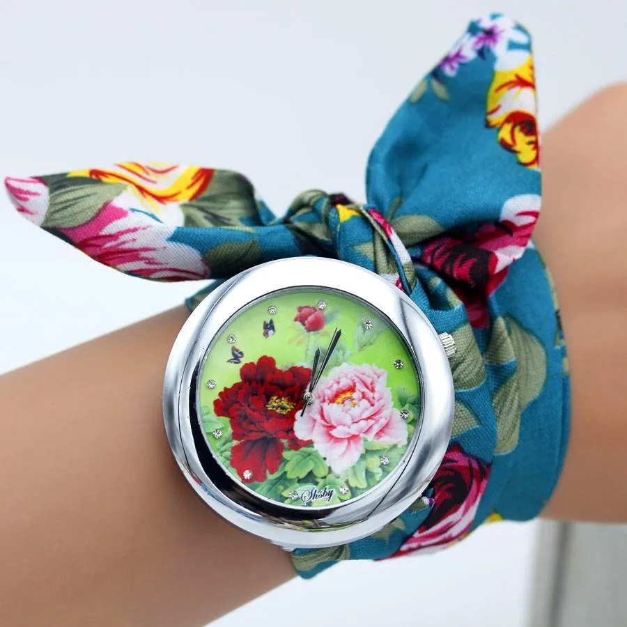 Women New Design Floral Fabric Wrist Watches