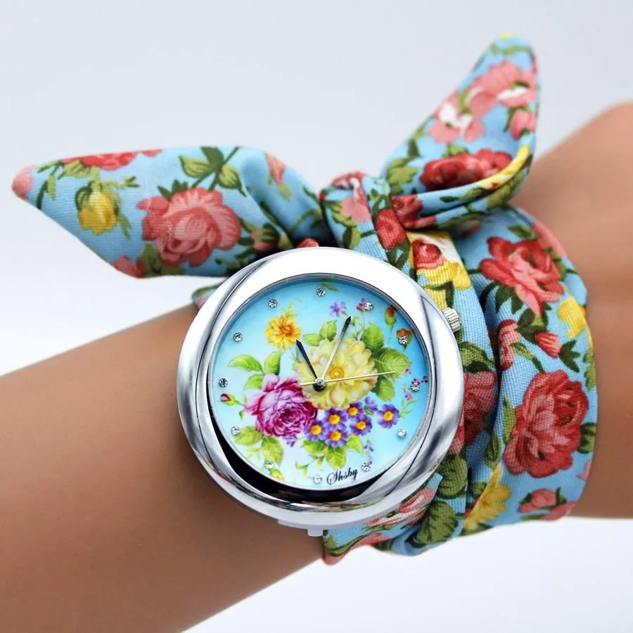 Women New Design Floral Fabric Wrist Watches