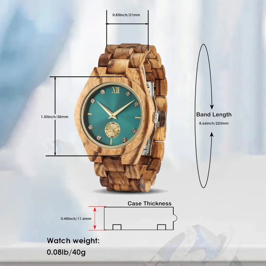 Women's Gold Watch Luxury Casual Fashion Wood Wrist Viking Watch