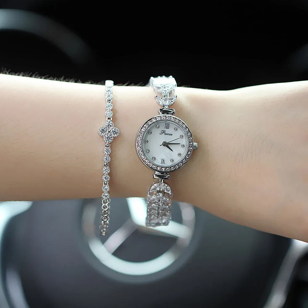 Women's watch fashion fishbone chain quartz waterproof watch pointer type diamond bracelet watch