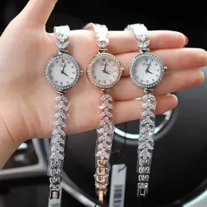 Women's watch fashion fishbone chain quartz waterproof watch pointer type diamond bracelet watch