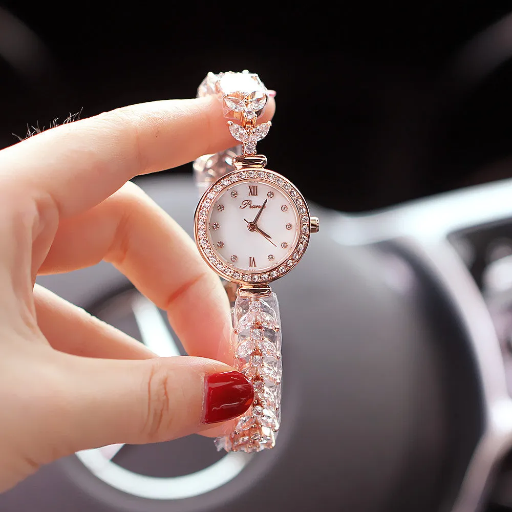 Women's watch fashion fishbone chain quartz waterproof watch pointer type diamond bracelet watch