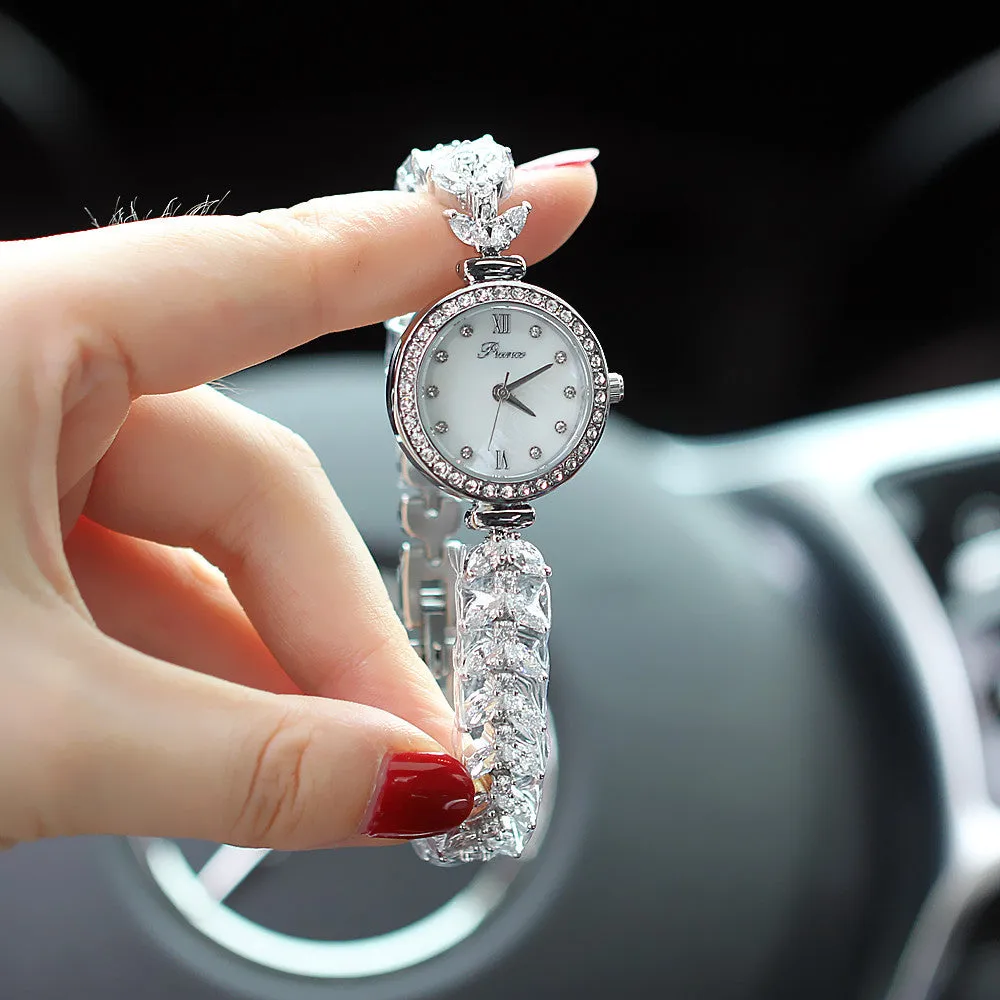 Women's watch fashion fishbone chain quartz waterproof watch pointer type diamond bracelet watch