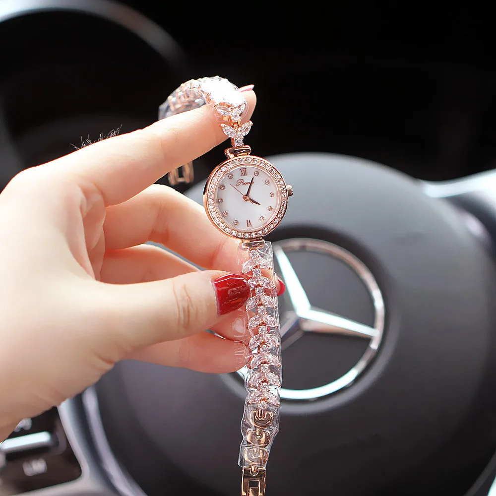 Women's watch fashion fishbone chain quartz waterproof watch pointer type diamond bracelet watch