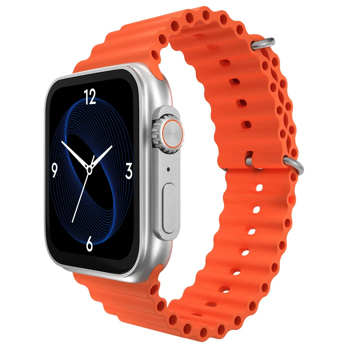 Zebronics ICONIC ULTRA AMOLED Smart watch with Calling Bluetooth 5.1, 1.78" (4.5cm) Large 2.5D screen, Voice assistant, Always ON Display, Built-in rechargeable battery & Female health- Silver Orange